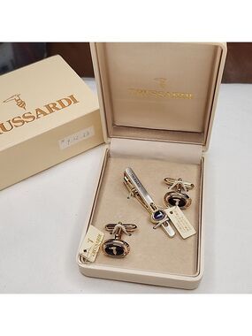 Trussadi Set Vintage tie clip-on and cufflinks Made in Italy
